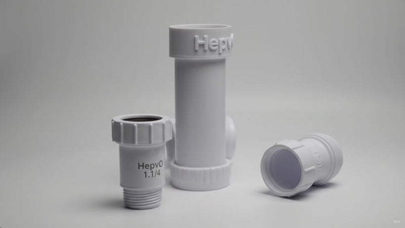 HepvO 1-1/2" Waterless Sink Trap with Angled Adapter – product video