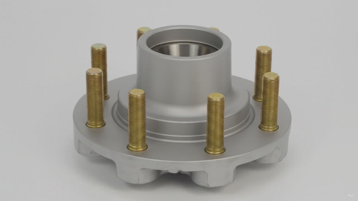 DeeMaxx Galvanized Grease Hub, 8 on 6.5", 5/8"-18 Studs, Dexter 008-399-07 (HUB-865NT-10-GALV) – product video