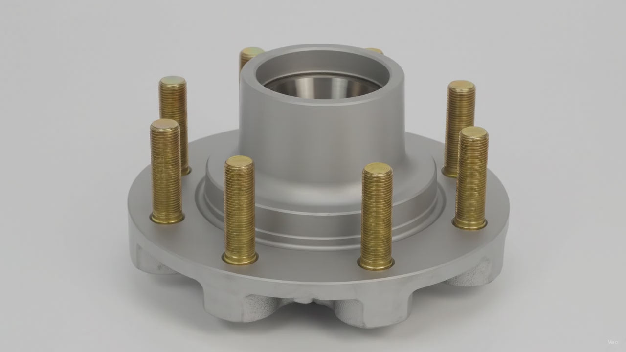 DeeMaxx Galvanized Grease Hub, 8 on 6.5", 5/8"-18 Studs, Dexter 008-399-07 (HUB-865NT-10-GALV) – product video