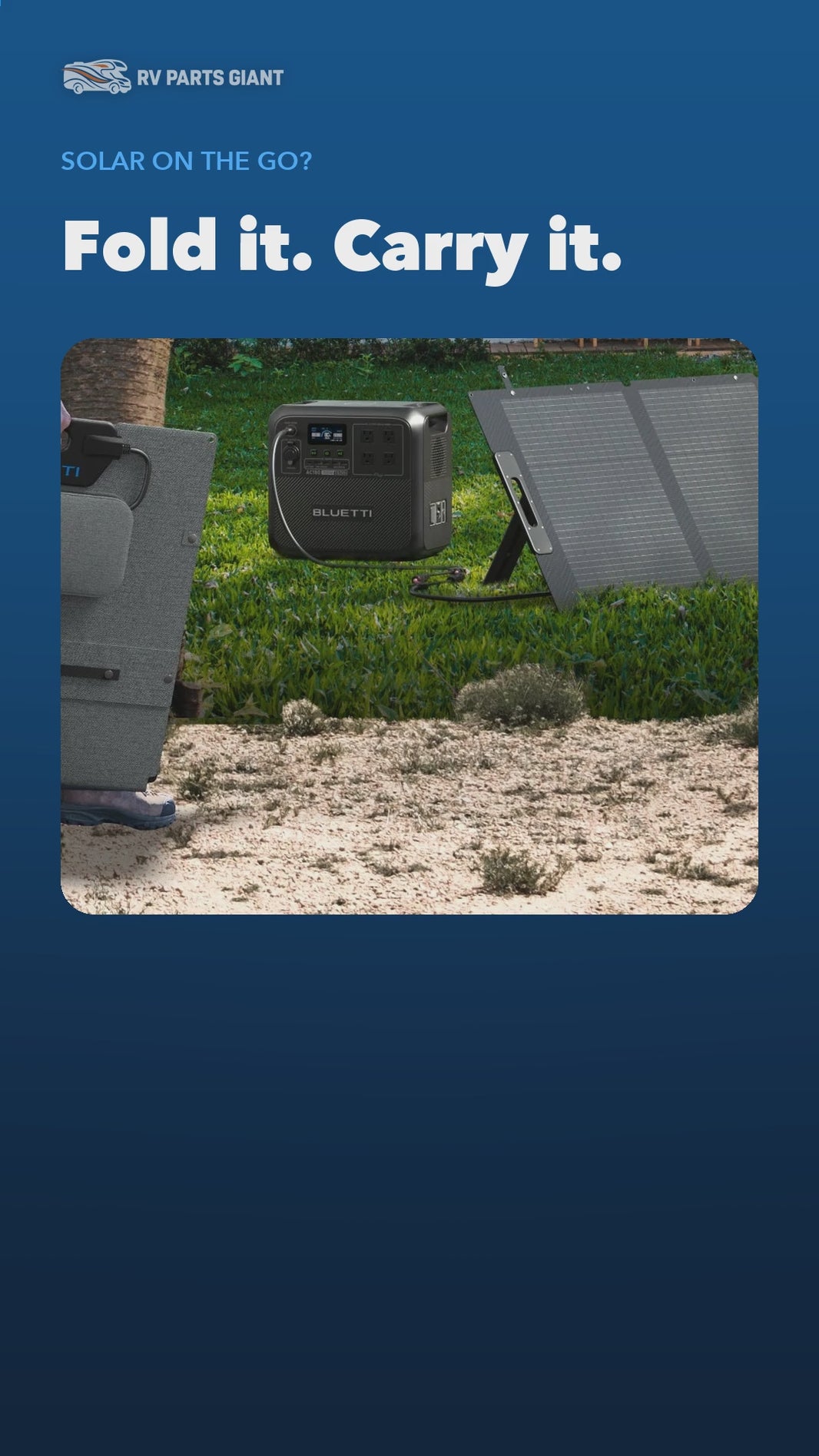 BLUETTI 200W Portable Folding Solar Panel PV200 product video by RV Parts Giant