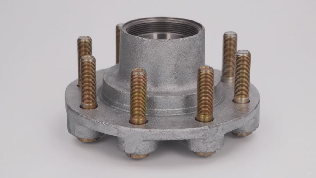 DeeMaxx Galvanized Oil Hub, 8 on 6.5", 5/8"-18 Studs, Dexter 008-399-08 (HUB-865T-10-GALV) – product video