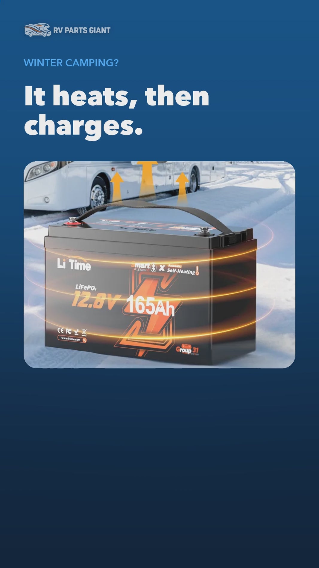 LiTime LiHeat 12V 165Ah Self-Heating Battery product video by RV Parts Giant