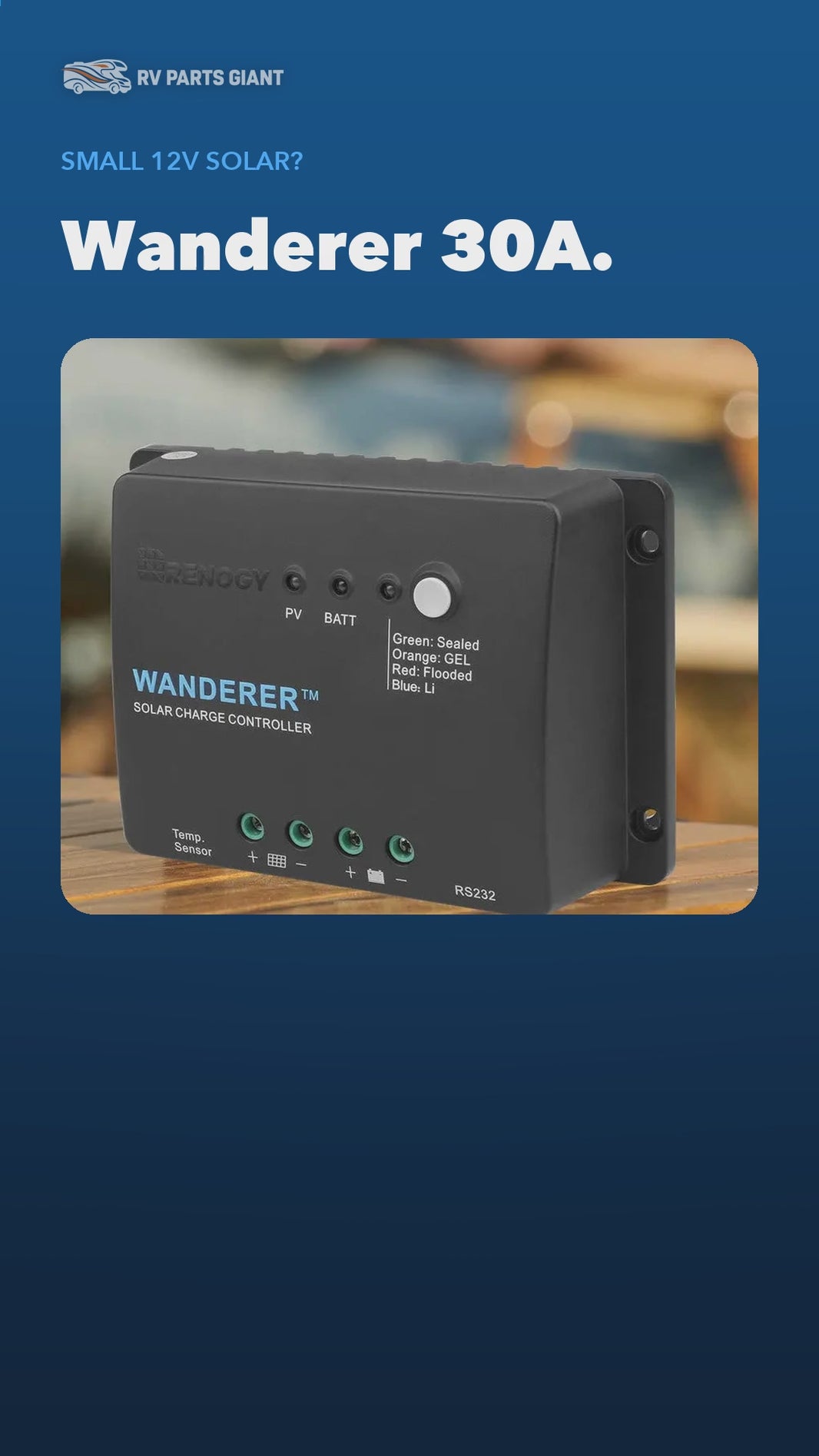 Renogy Wanderer Li 30A PWM Charge Controller product video by RV Parts Giant