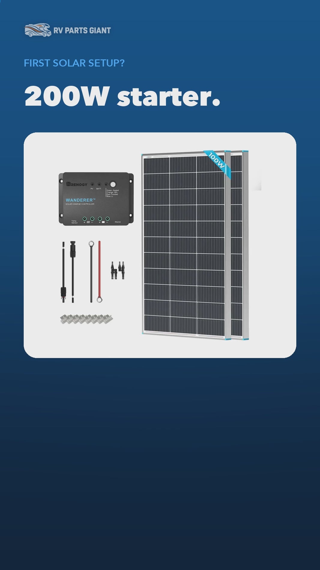 Renogy 200W 12V Starter Solar Panel Kit product video by RV Parts Giant