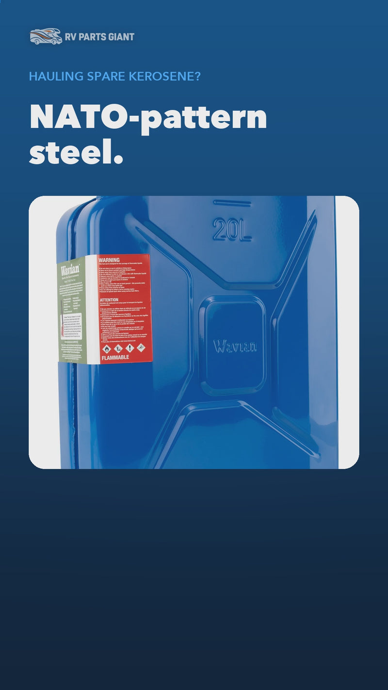 Wavian 20L NATO Jerry Can Blue product video by RV Parts Giant
