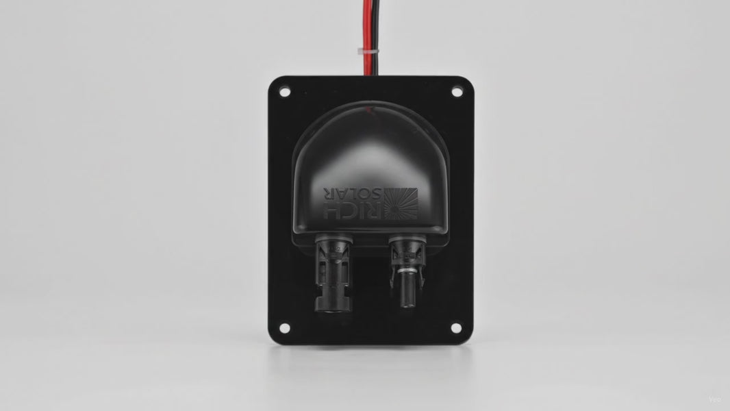 Rich Solar Cable Entry Plate Polypropylene Housing with UL 8AWG 600V Wires for Solar Panels on RVs, Boats, Cabins – product video