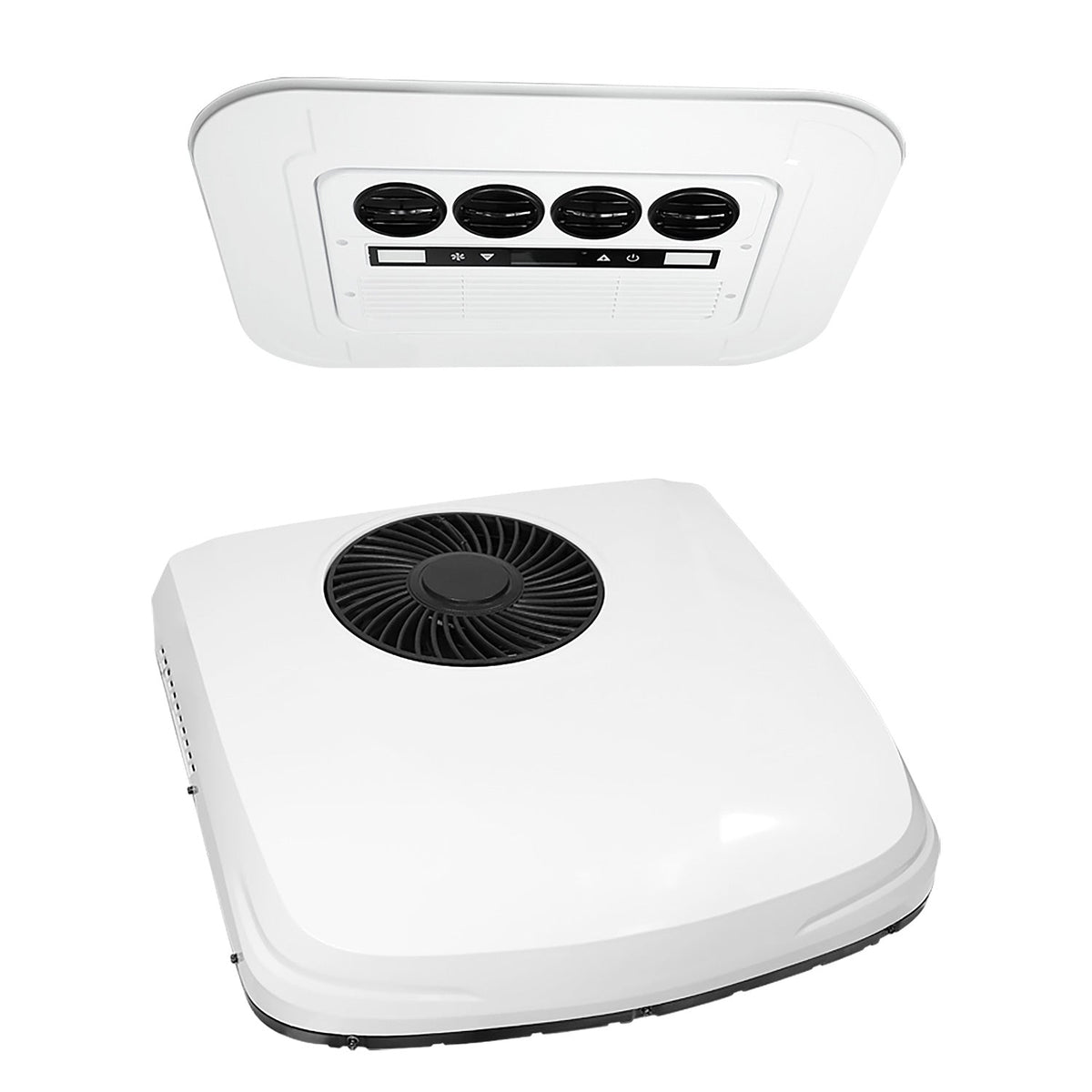 OutEquipPro Summit 2 12V rooftop RV air conditioner, white