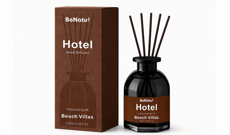 BeNatu Beach Villas reed diffuser set with rattan sticks