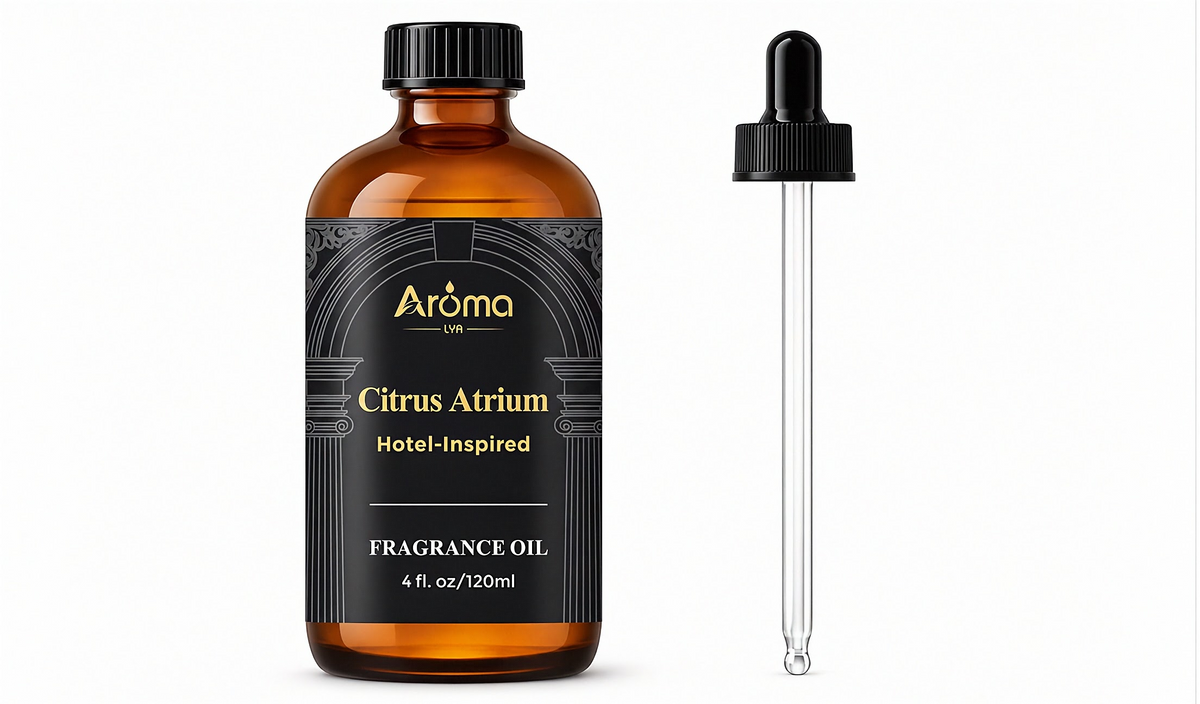 AromaLYA Citrus Atrium fragrance oil amber bottle