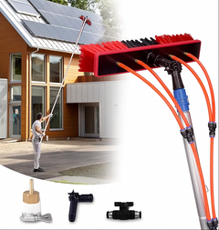Solar panel cleaning water-fed pole kit