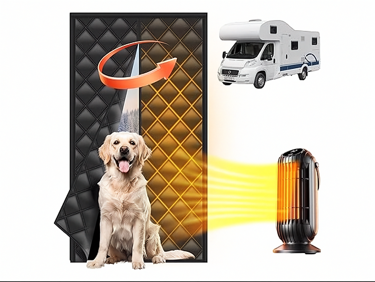 RV insulated door cover magnetic closure