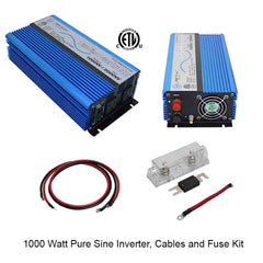 AIMS Power 1000W Pure Sine Inverter Kit with Remote, Fuse and Cables