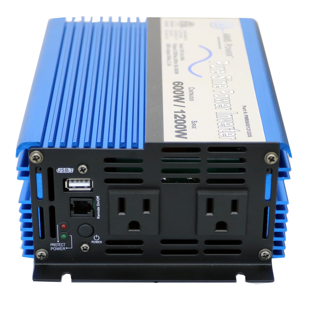 AIMS Power 600W Pure Sine Power Inverter 12V with USB, ETL Listed - view 3