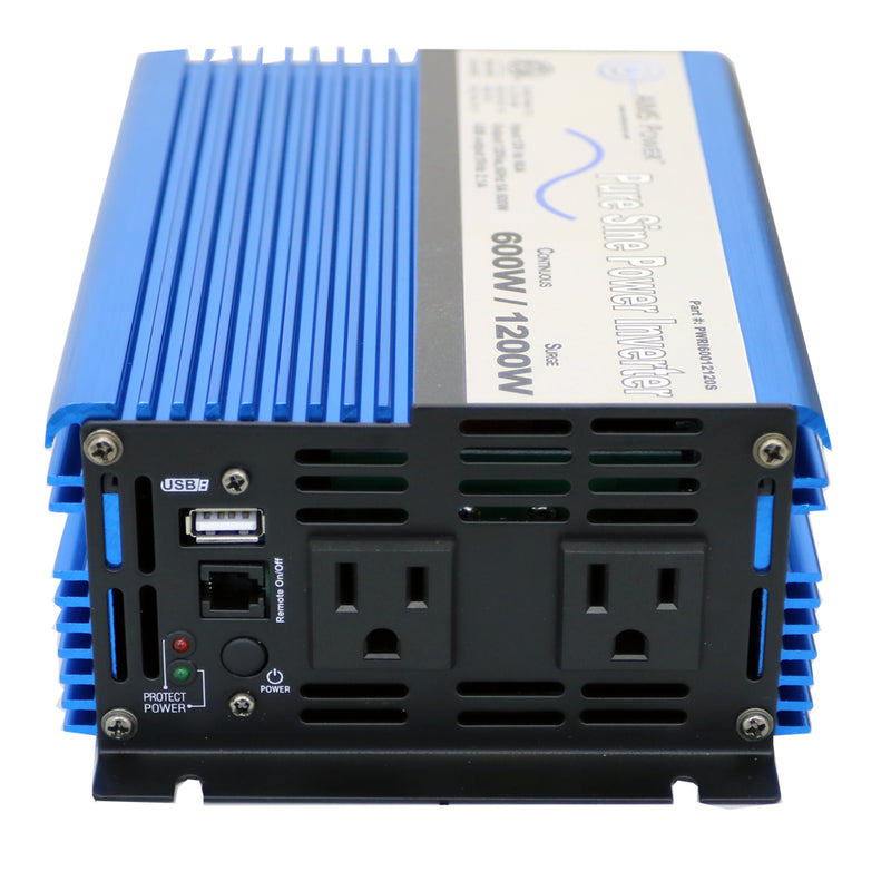 AIMS Power 600W Pure Sine Power Inverter 12V with USB, ETL Listed - view 3