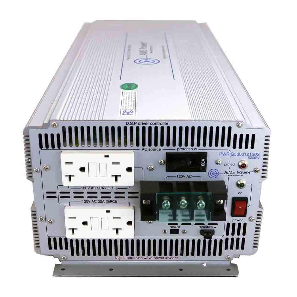 AIMS Power 5000W Industrial Pure Sine Power Inverter 12V - view 3