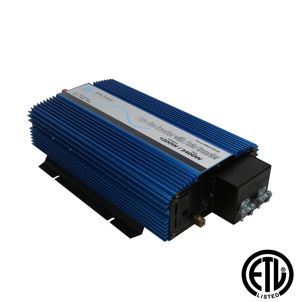 AIMS Power 1200W Pure Sine Inverter 12V with Transfer Switch, Hardwire