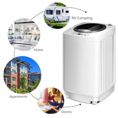 Portable Automatic Laundry Washing Machine 7.7 lbs with Drain Pump