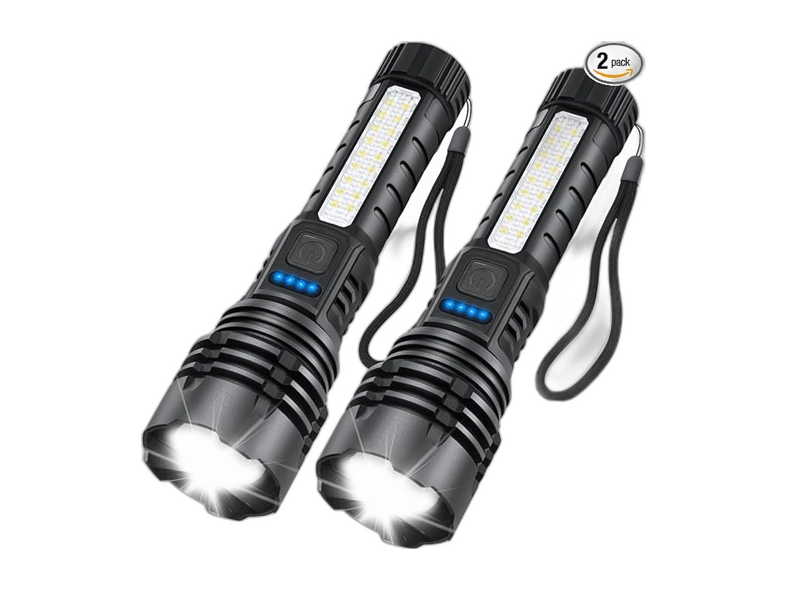 rechargeable flashlights high lumens 7mode super bright on white background