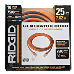 RIDGID L14-30 generator extension cord, 25 ft