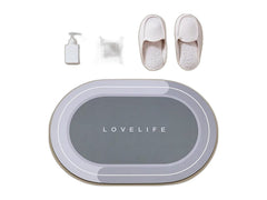 Quick dry non slip oval bath mat diatomaceous earth