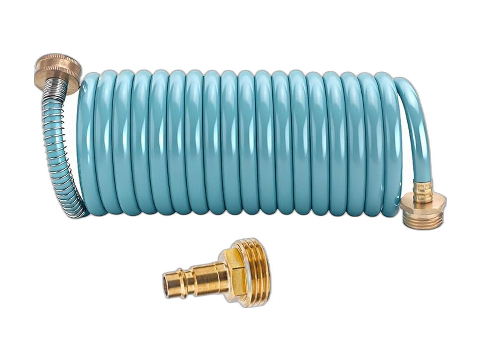 rv external shower coil hose on white background