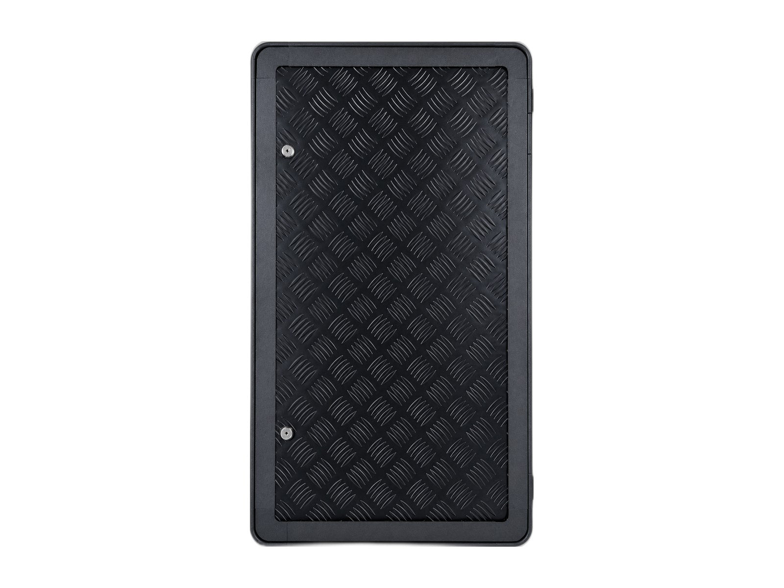 rv fold down outdoor table diamond plate on white background
