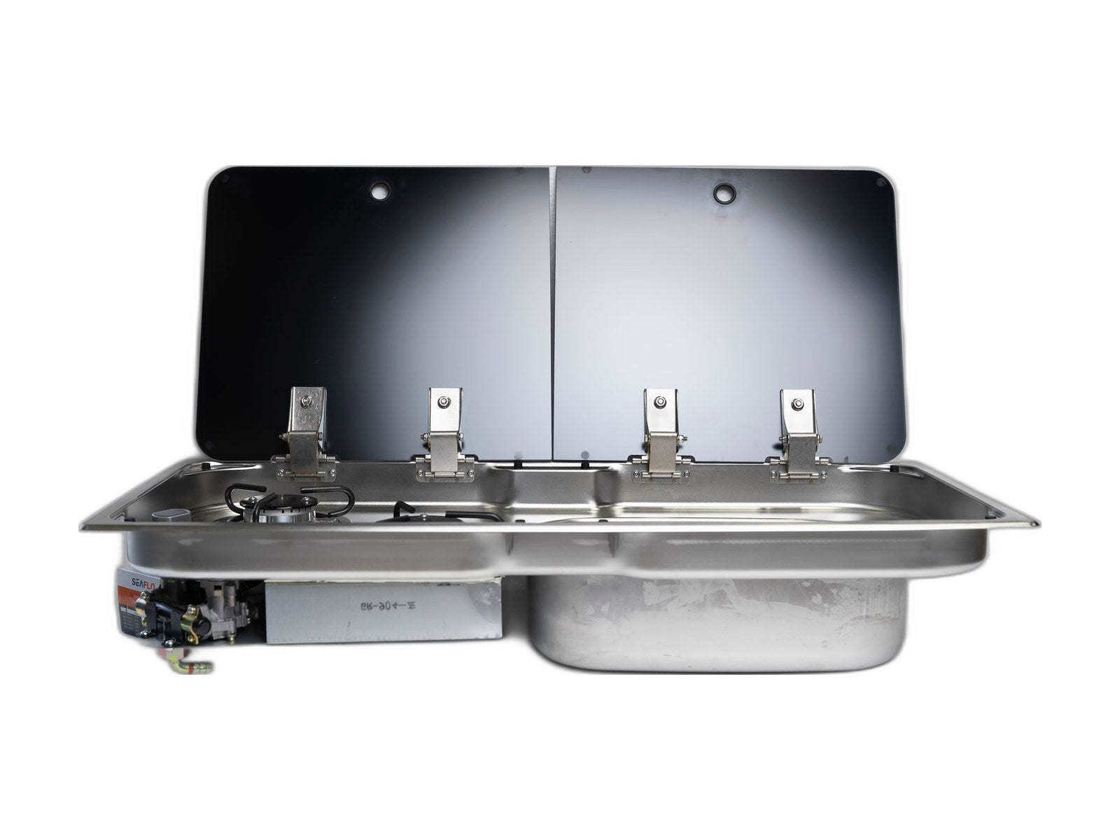 rv indoor sink stove combo on white background