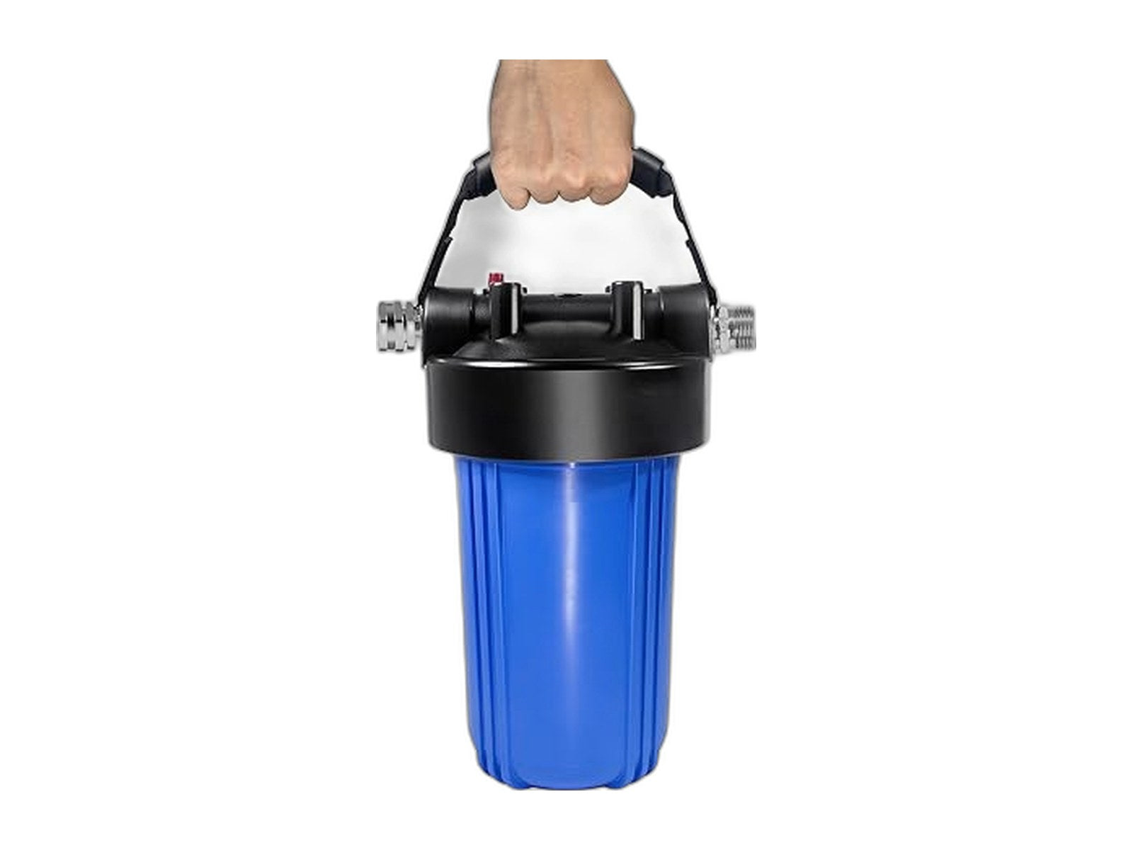 rv water filter system anti clog inline water on white background