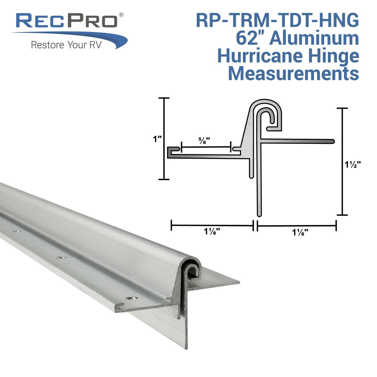 Teardrop trailer hurricane hinge 62 inch