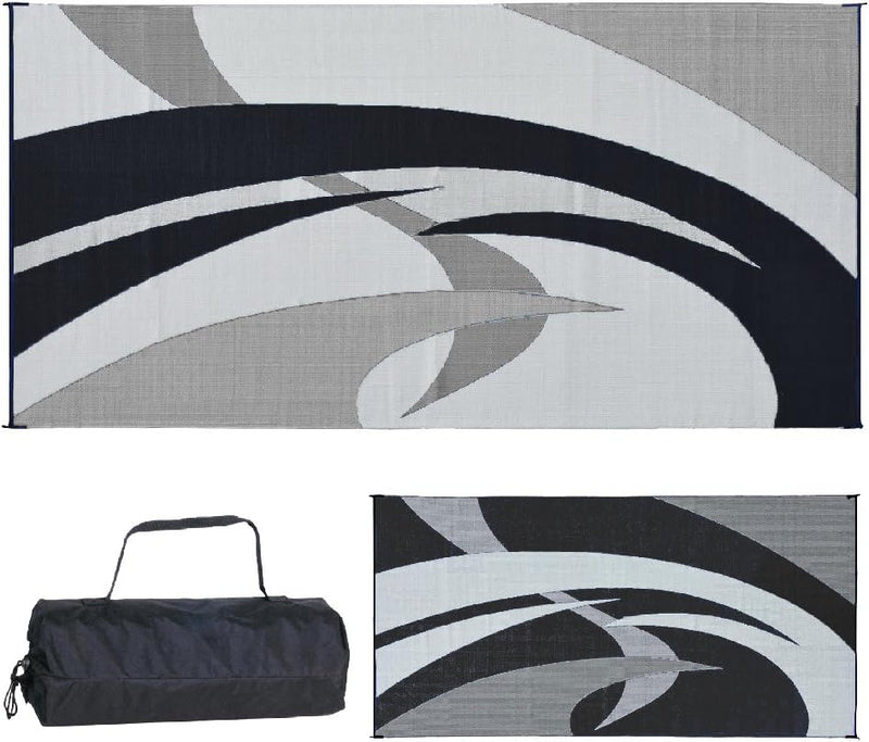 Reversible RV patio awning mat 9x18