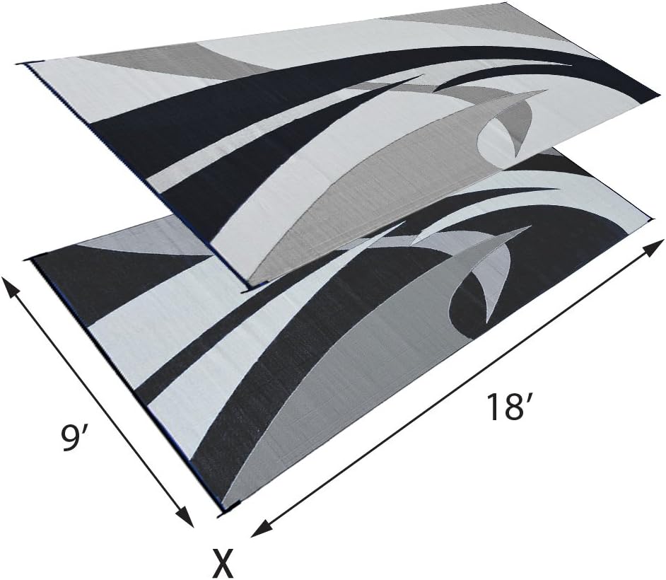 Reversible RV patio awning mat 9x18