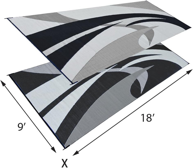 Reversible RV patio awning mat 9x18