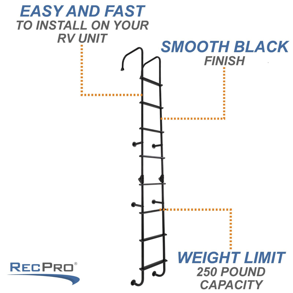 RecPro 92 inch exterior rear RV ladder