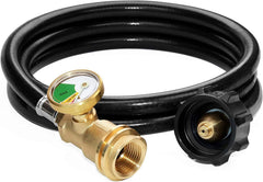 Propane hose extension with gauge