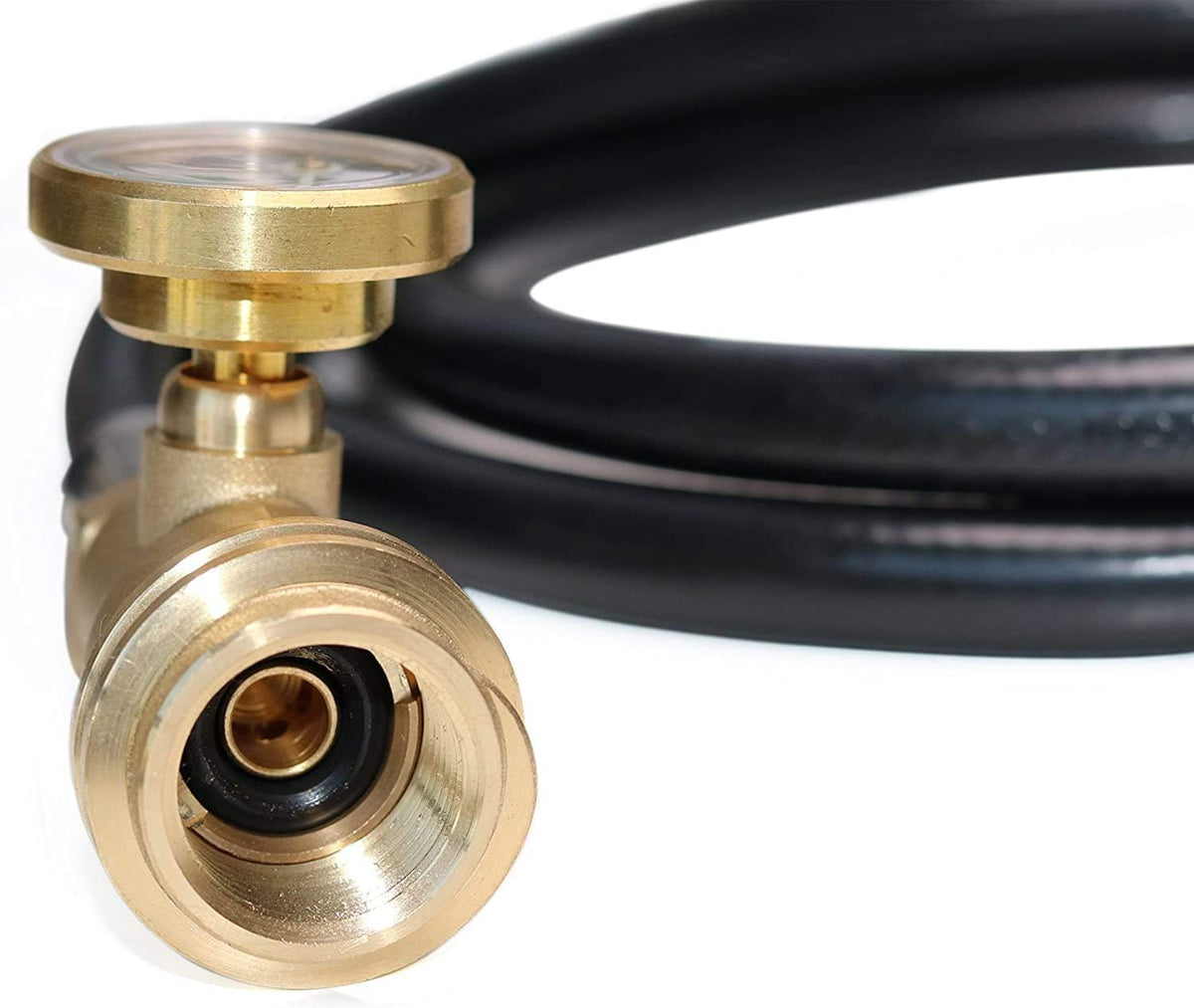 Propane hose extension with gauge
