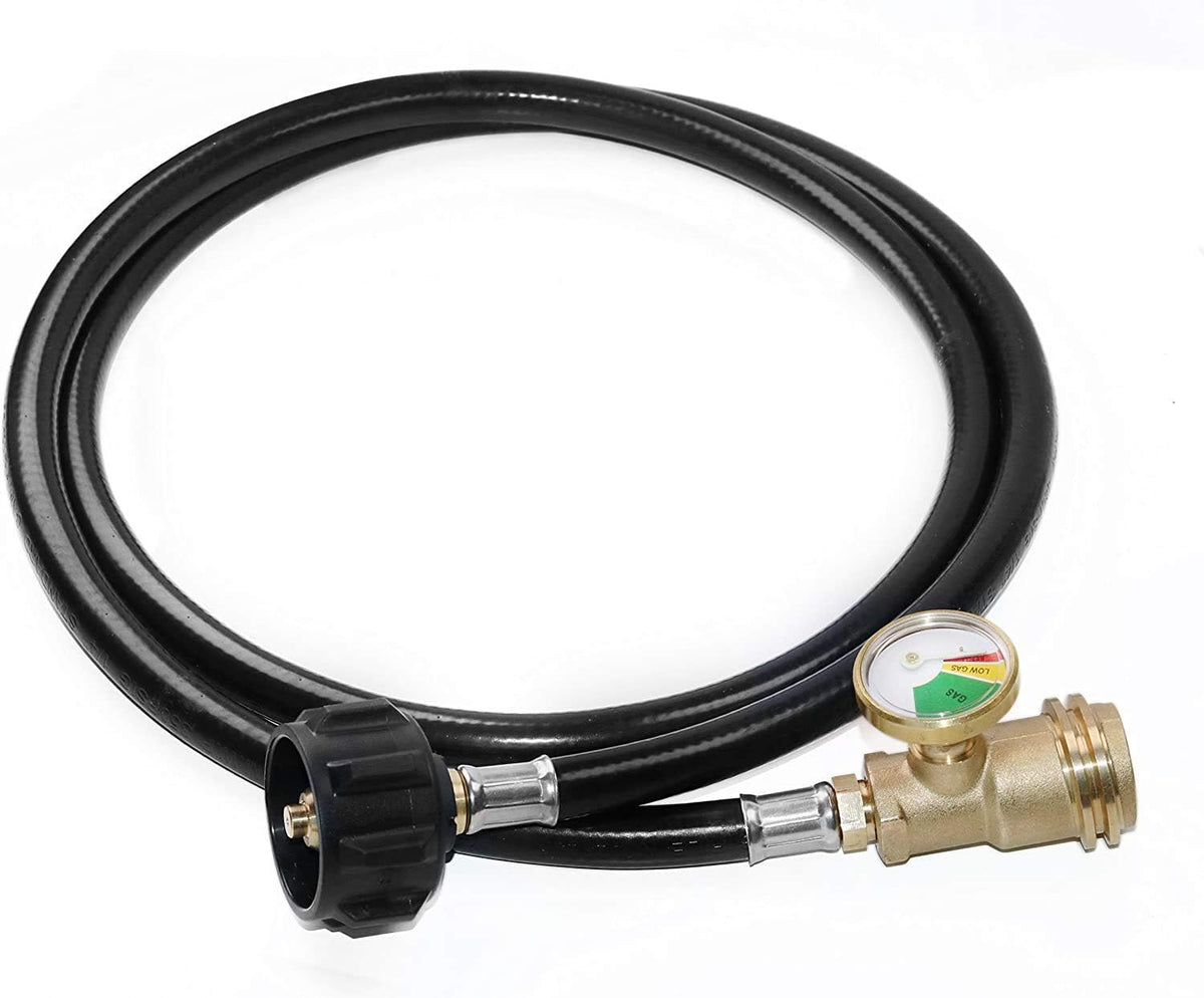 Propane Hose Extension 5 ft with Gauge & Leak Detector
