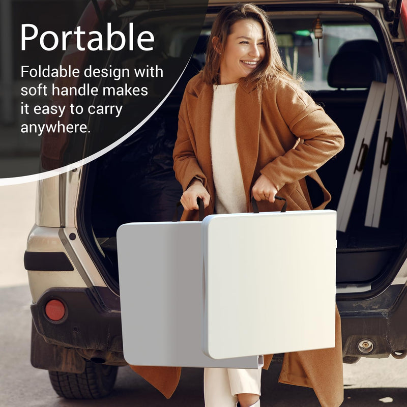 4 ft Fold-in-Half Utility Table, Adjustable Height 20.5"–29"
