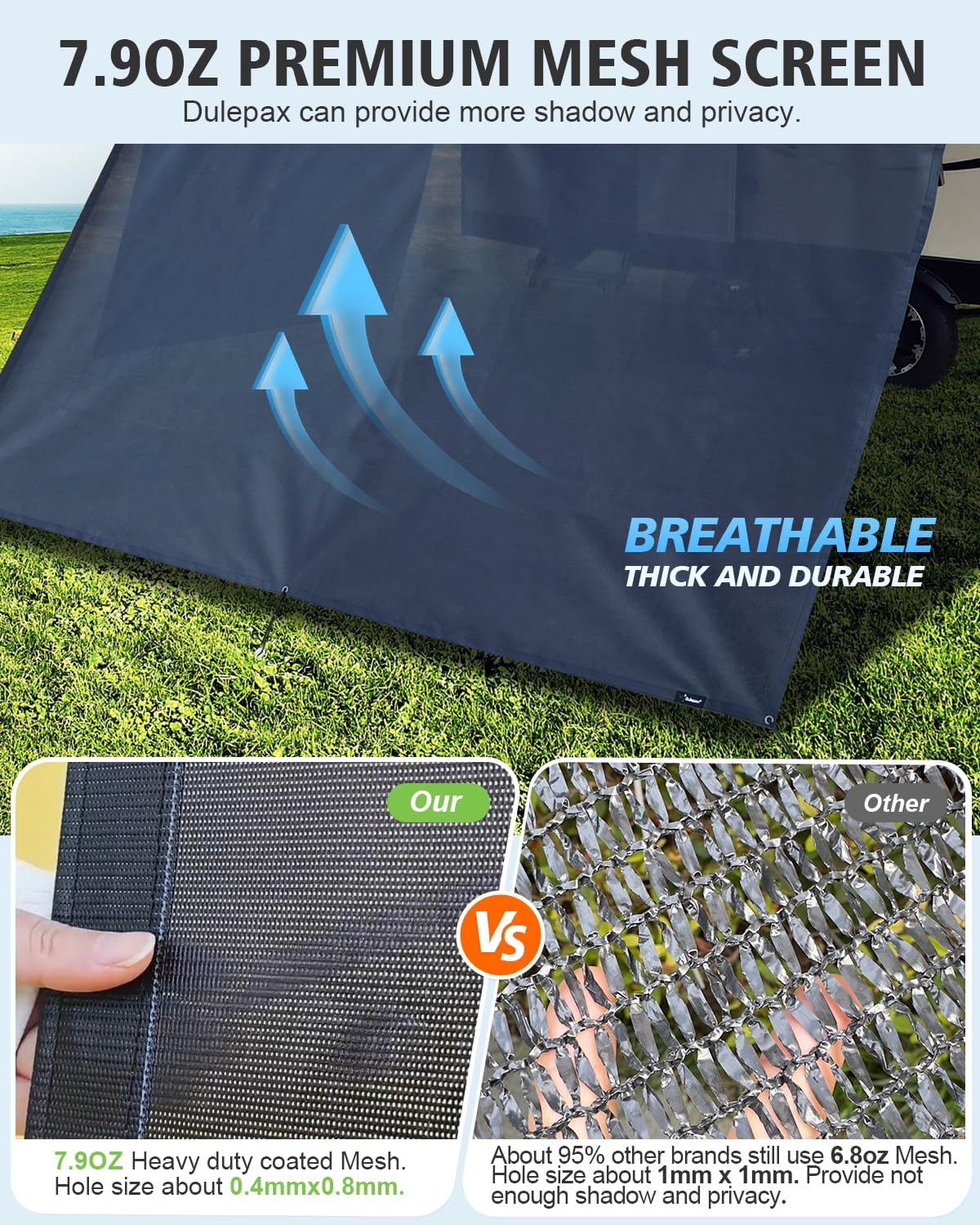 RV awning shade screen
