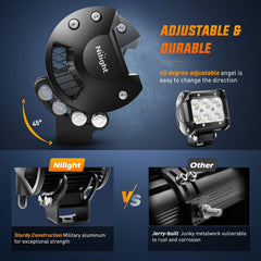 Nilight 18W LED Flood Pod Lights, 2-Pack