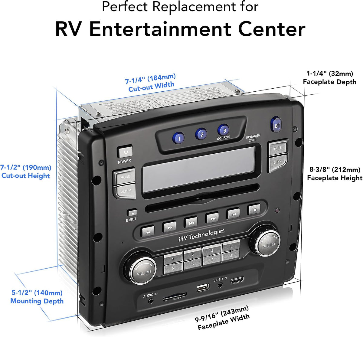 Wall-mount RV stereo