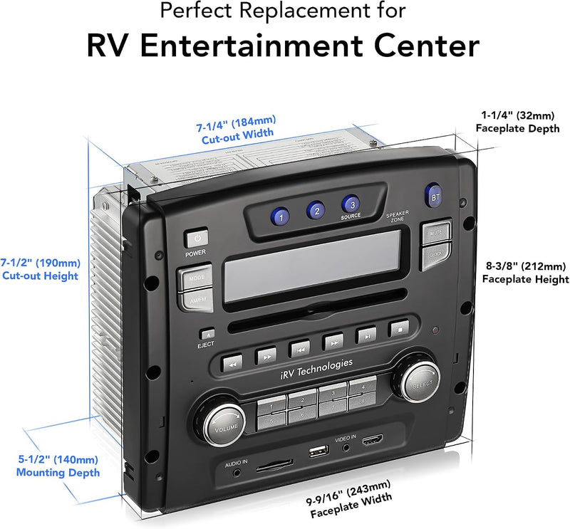 Wall-mount RV stereo