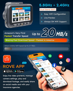 ROVE R2-4K Dual Dash Cam, Front & Rear