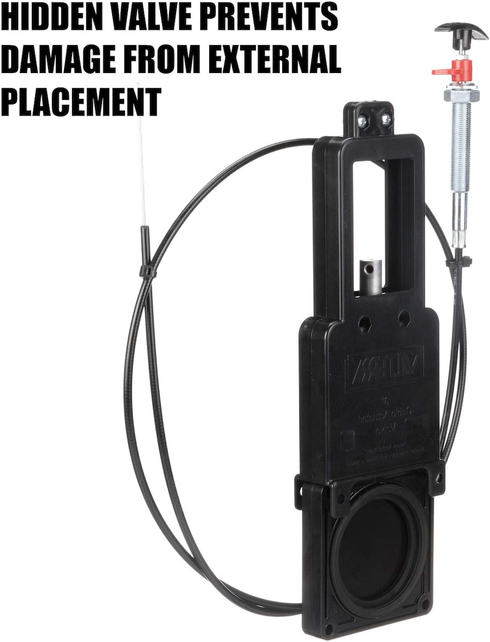 Waste valve with flexible cable