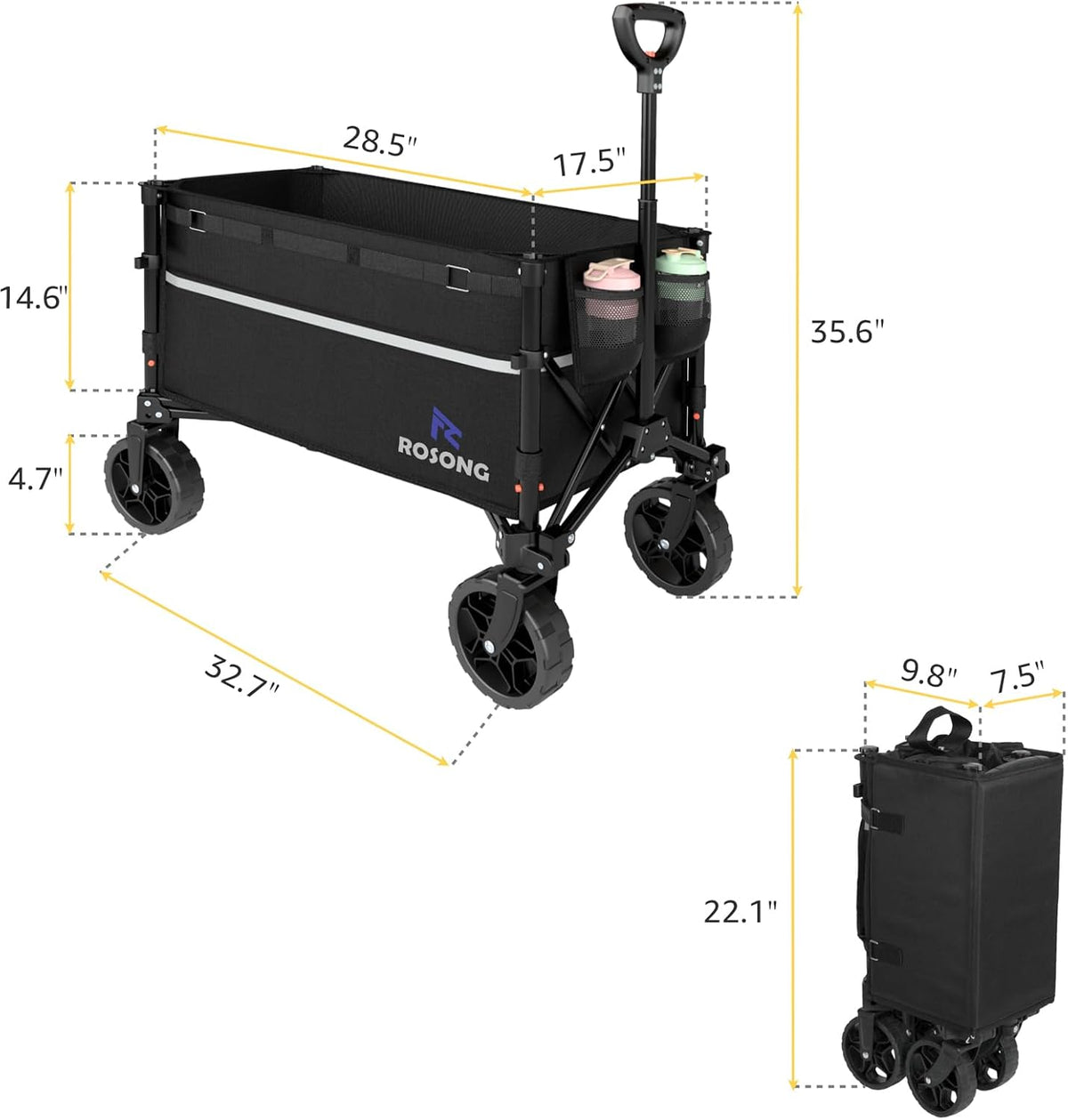ROSONG Collapsible Folding Wagon Cart