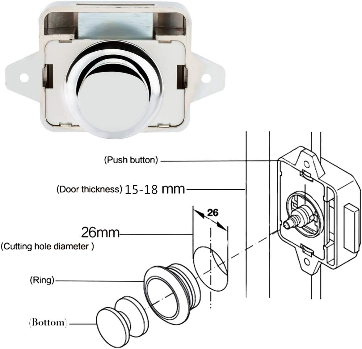 Push-button cabinet latches