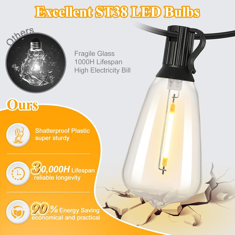 Outdoor bistro string lights
