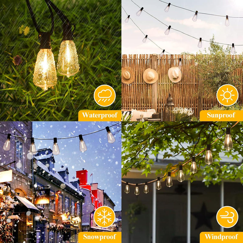 100 ft Outdoor Bistro String Lights, 52 LED Bulbs