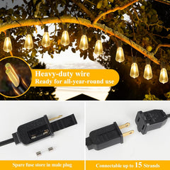 100 ft Outdoor Bistro String Lights, 52 LED Bulbs