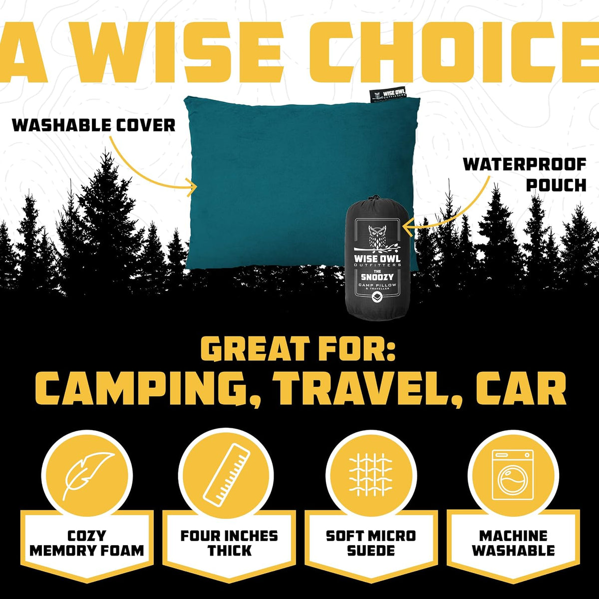 Memory foam camping pillow