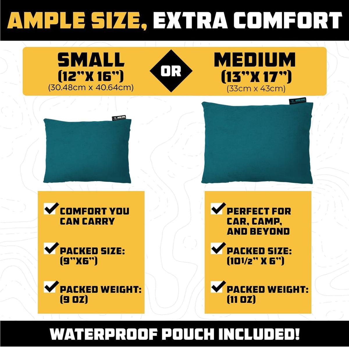 Memory foam camping pillow